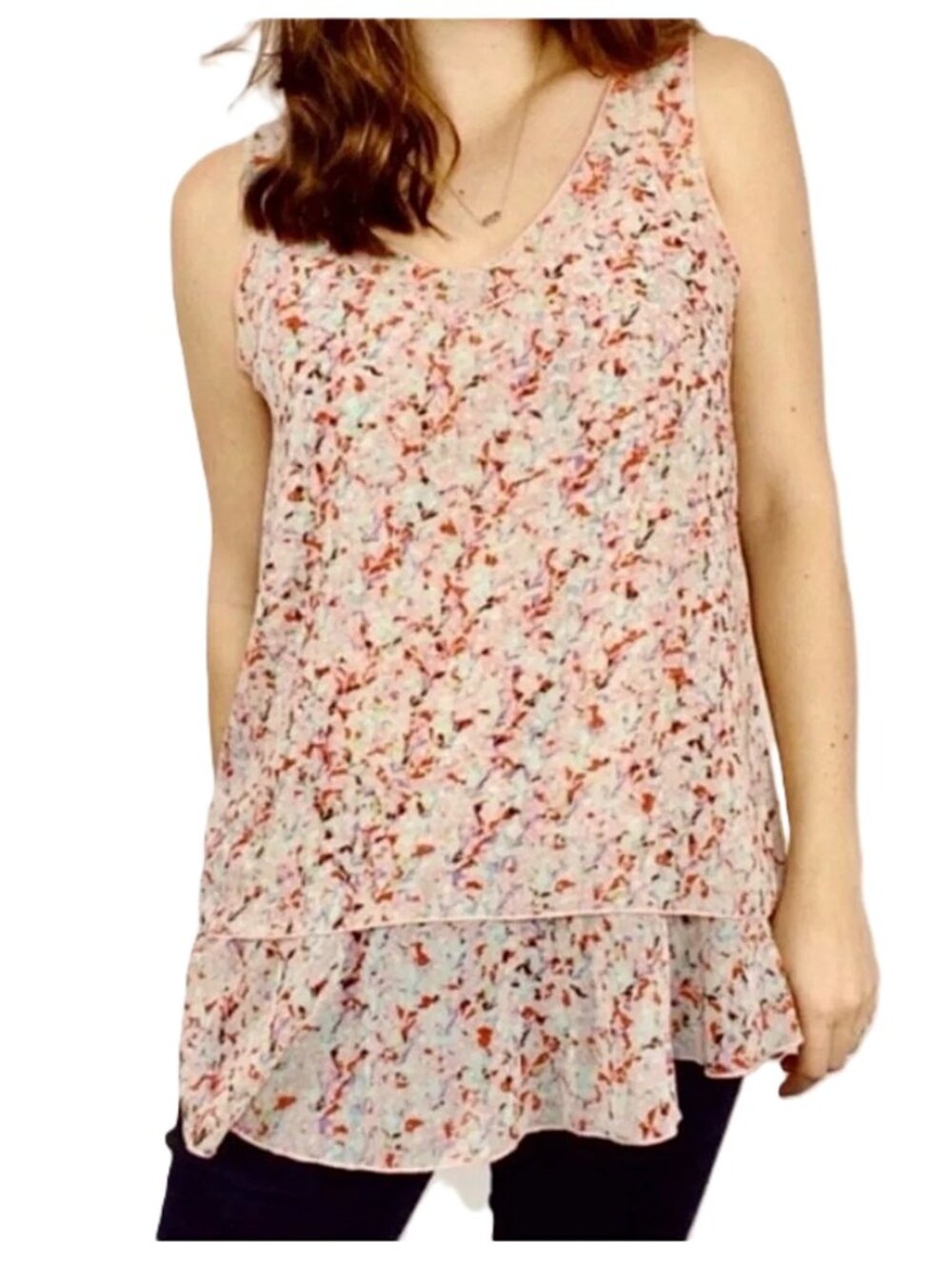 Cabi Bella Floral Tiered Tank Top Size S